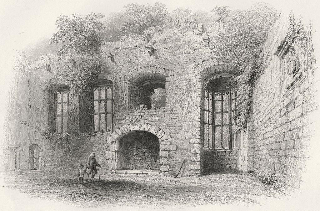 WALES. Baronial Hall, Raglan Castle-Bartlett c1860 old antique print picture